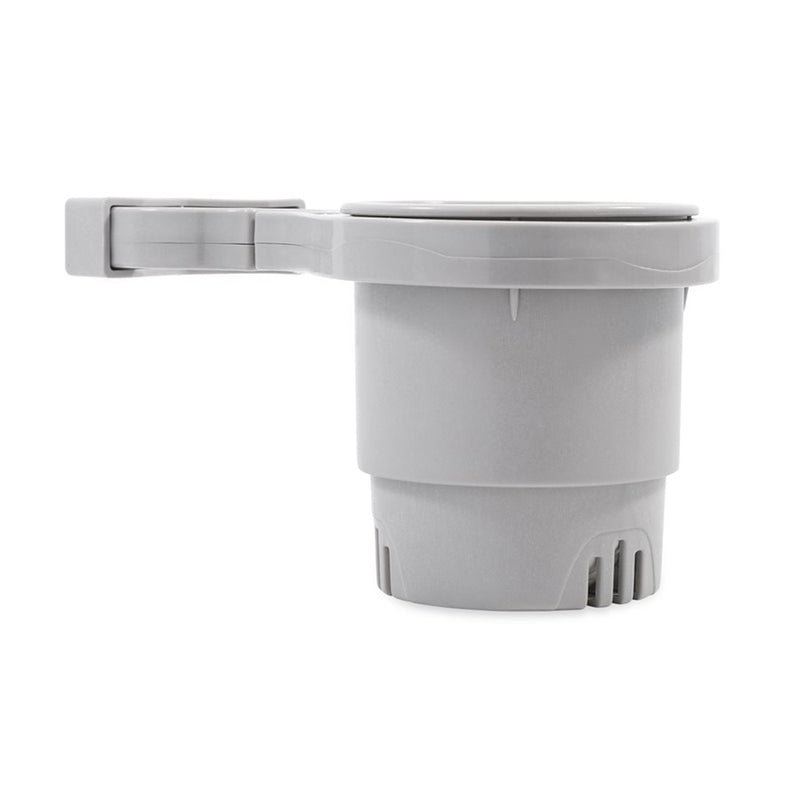 Camco ClampOn Rail Mounted Cup Holder  Small for Up to 114 Rail  Grey 53093