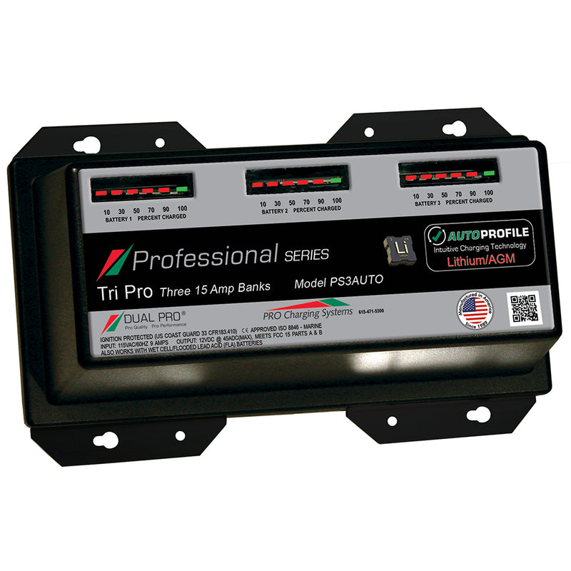 Dual Pro PS3 Auto 15A  3Bank LithiumAGM Battery Charger PS3AUTO