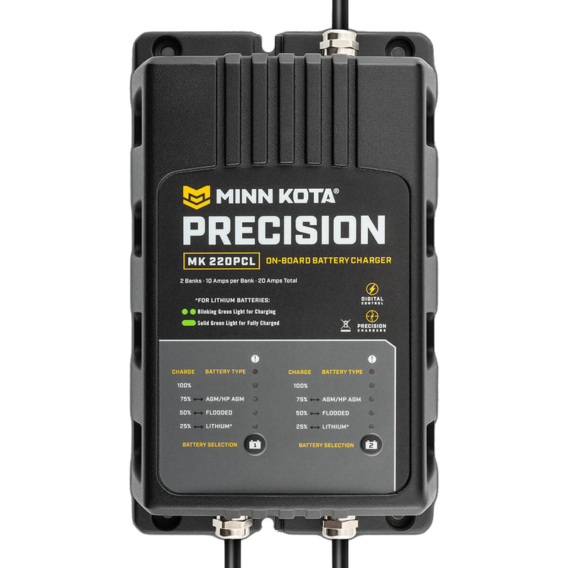 Minn Kota OnBoard Precision Charger MK220 PCL 2 Bank x 10 AMP LI Optimized Charger 1832201
