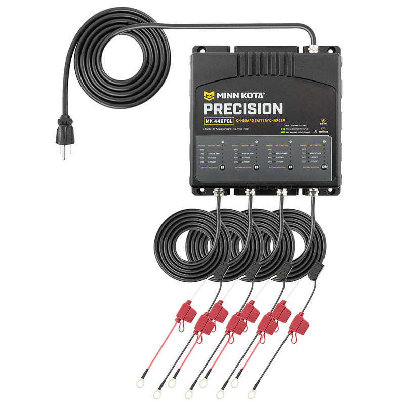 Minn Kota OnBoard Precision Charger MK440 PCL 4 Bank x 10 AMP LI Optimized Charger 1834401