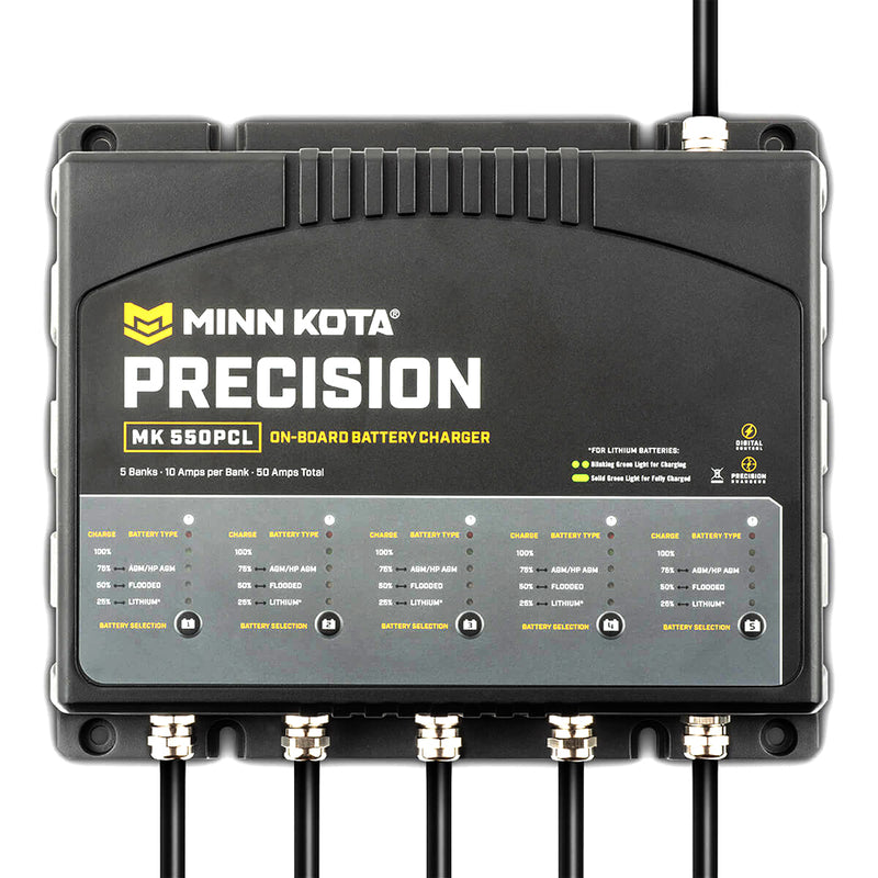 Minn Kota OnBoard Precision Charger MK550 PCL 5 Bank x 10 AMP LI Optimized Charger 1835500