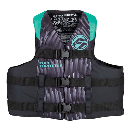 Full Throttle Adult Nylon Life Jacket  LXL  AquaBlack 11220050505022