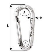 Wichard Symmetric Carbine Hook Without Eye  Length 80mm  516 2335W