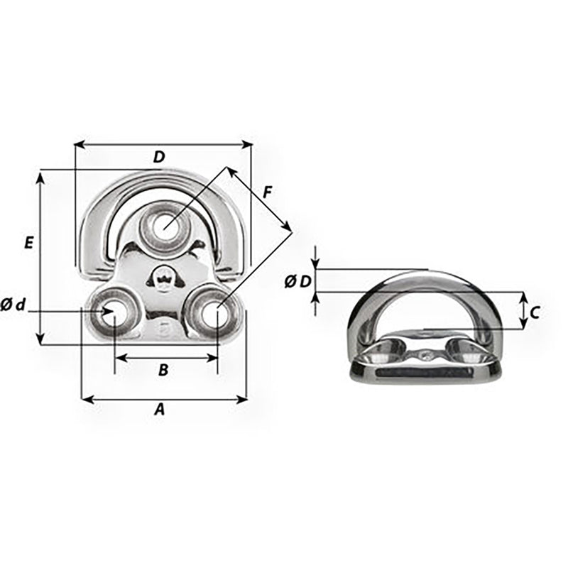 Wichard Folding Pad Eye  Diameter 1564 6604W