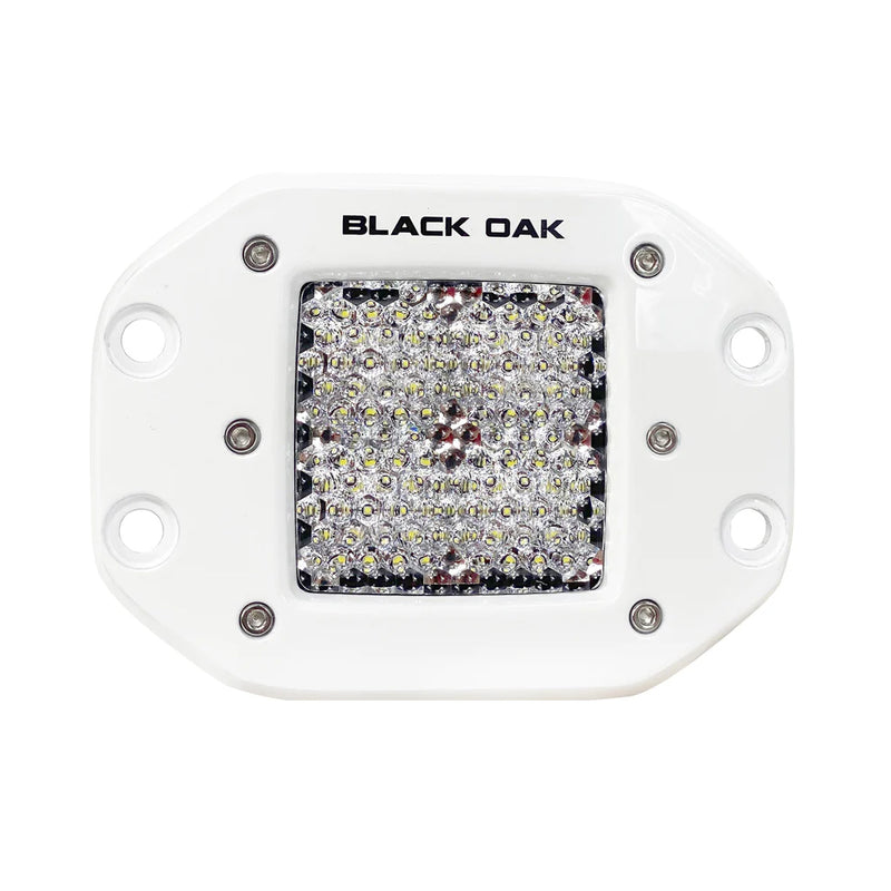 Black Oak 2 Marine Flush Mount LED Pod Light  Diffused Optics  White Housing  Pro Series 30 2DMFPOD10CR