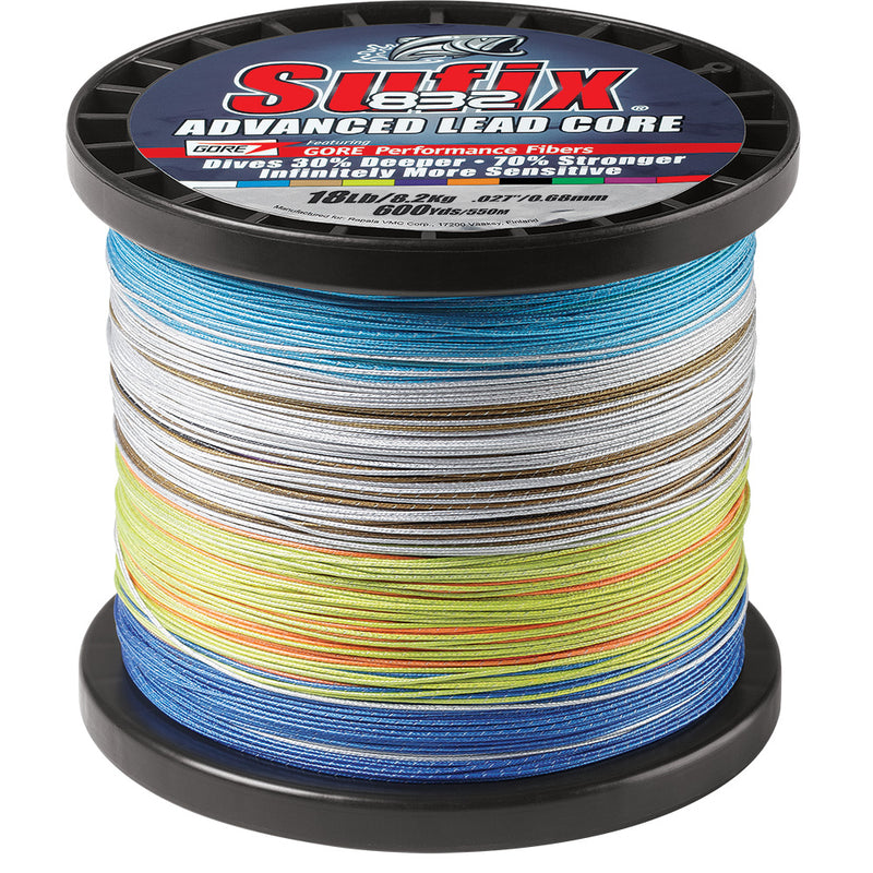 Sufix 832 Advanced Lead Core  18lb  10Color Metered  600 yds 658318MC