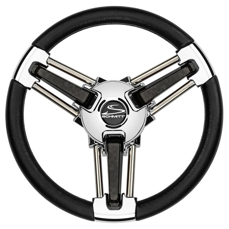 Schmitt Marine Burano Wheel 14 34 Tapered Shaft Black Polyurethane wStainless Spoke Includes Center CapNut PU1051B104R