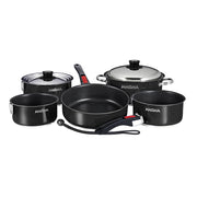 Magma Nestable 10 Piece Induction NonStick Enamel Finish Cookware Set  Jet Black A10366JB2IN
