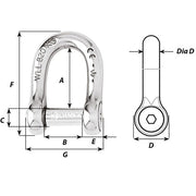 Wichard SelfLocking Allen Head Pin D Shackle  6mm Diameter  14 1303W