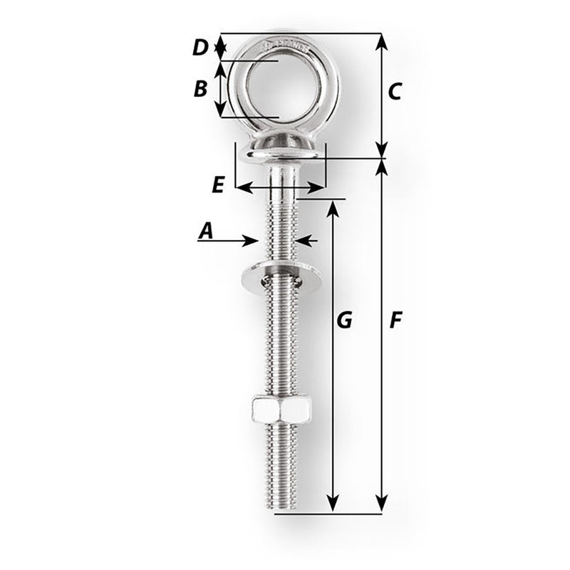 Wichard Eye Bolt  M10 x 150mm  Length 100mm 6495W