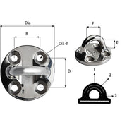 Wichard Round Pad Eye  57mm Diameter 214  Fixed 6635W