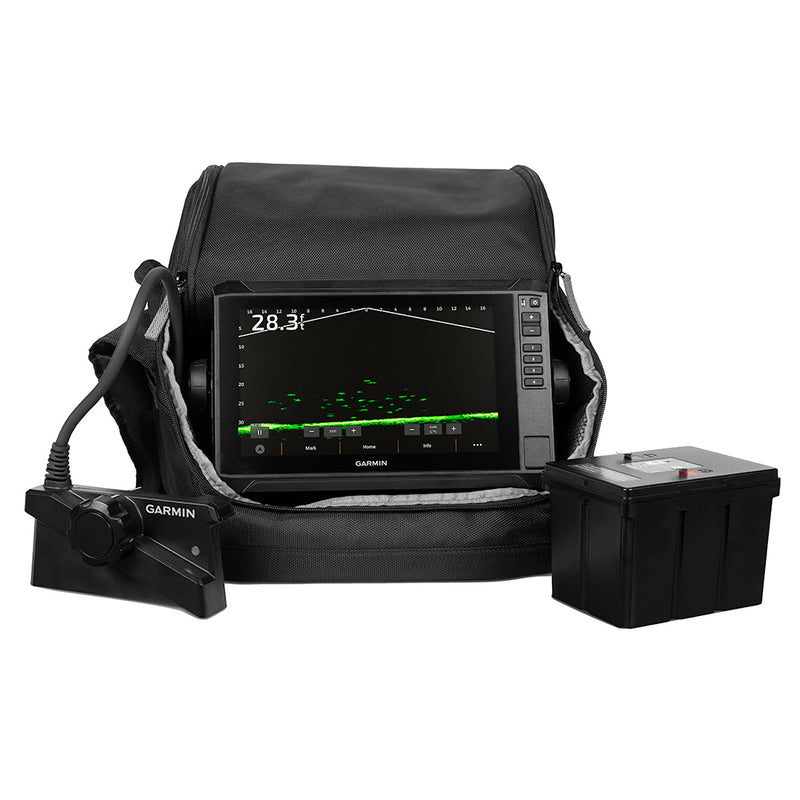 Garmin ECHOMAP UHD2 93SV LiveScope Plus Ice Fishing Bundle LI wECHOMAP UHD2 93sv LiveScope Plus System  Lithiumion